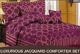 KING Jacquard Bed in a Bag 7 pc. Comforter Bedding Set - Purple