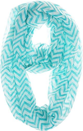 AmazingOS® Girl Lady Teal White Chevron Scarf Zig Zag Infinity Soft Spring Shawl Wrap Birthday Gift