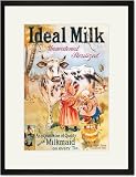 Black Framed/Matted Print 17x23, Ideal Milk: Unsweetened, Sterilized