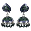 Jhumki Earrings Silver Enamelled Jewelry 1.5 inches