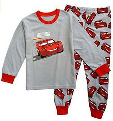 Babygp "red car" boys 2 Piece Pajama 100% Cotton(size:2-7years) (2T, white red)