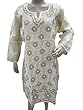 Casual Kurta Cream Chikan Embroidered Indian Kurti Dress
