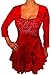 Funfash Plus Size Red Womens Top 3/4 Sleeve Flowy Tunic Dress Rhinestone Top Sweetheart Neckline, Ladies Tops and Blouses