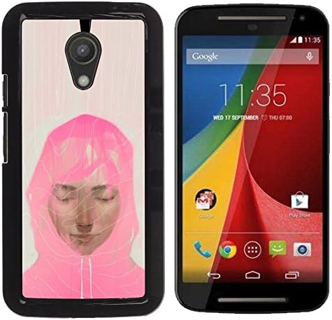 All Phone Most Case / Hard PC Metal piece Shell Slim Cover Protective Case for Motorola MOTO G 2ND GEN II Muslim Woman Pink Scarf Art Painting Portrait
