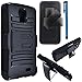 LG L31G / LG Access LTE Case Combo by ICE-CLEAR(TM)-HERCULES Dual- Layer Hard/Gel Hybrid Kickstand Armor Case w/ Holster (Black/Black)+Touch Screen Stylus