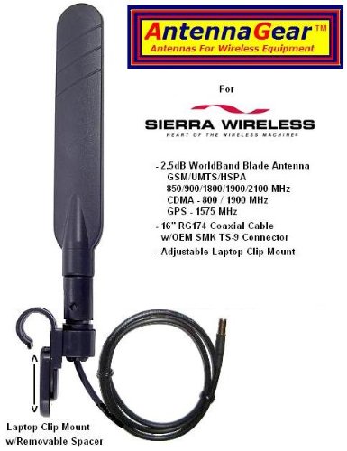 Sierra Wireless AT&T USBConnect Mercury USB Modem BLADE ANTENNA w/Laptop Clip - OEM SMK TS-9