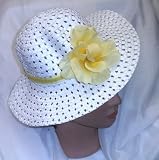 White Easter Hat Easter Bonnet with Yellow Rose