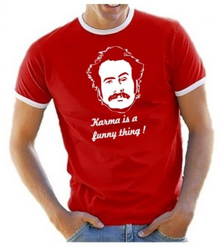 Coole-Fun-T-Shirts T-Shirt My name is Earl - Karma is a funny thing RINGER, rot, XL, 10604 Preisvergleich