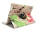FlatWorld The old days Series Unique Design 360 Degrees Rotating Fashion Colors Printing Premium PU Leather Case Cover 3 Stand Positions Auto Wake/Sleep Function For ipad2 ipad3 ipad4 butterfly with flower design