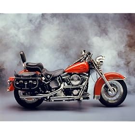 Red Harley Davidson Motorcycle With Saddle Bags 16x20 Art Print