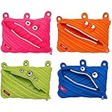 ZIPIT Monster 3 Ring Pencil Case, 4 Pack, 9"x0.7"x5.9" / 23x2x15cm (ZTM3R-KIT)