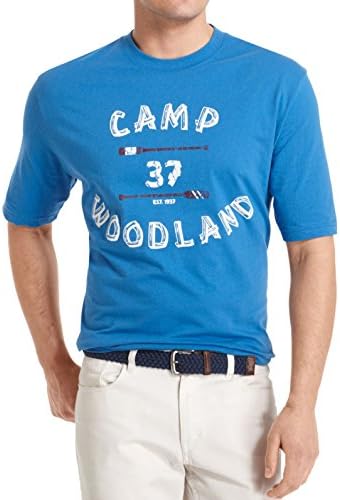 IZOD Big and Tall Men's Camp Woodland Graphic T Shirt-Deepwater-2XLT