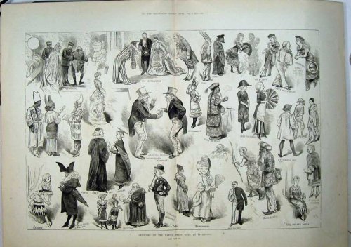 1881 FANCY DRESS BALL LIVERPOOL COSTUMES PARTY PRINT