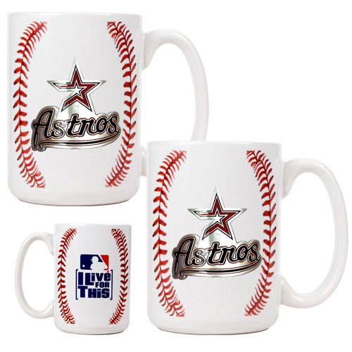Houston Astros MLB 2pc Ceramic Gameball Mug Set - Primary Logo