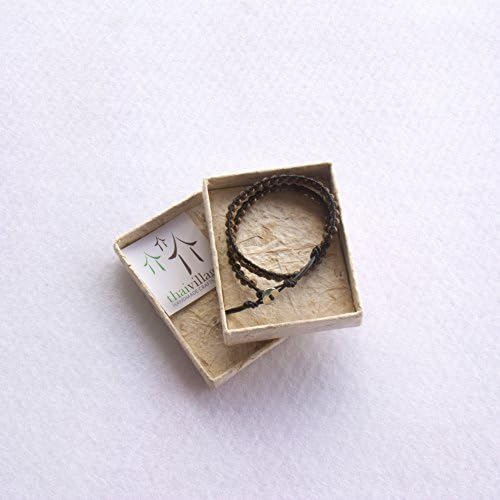 Thai Village Double Wrap Bracelet on Leather with Button Clasp (Brown)