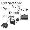 2.0 USB Retractable Data Sync Cable For iPhone and iPod (Black)