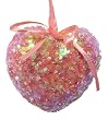3.25" Iridescent Pink Sequin and Speckled Beaded Heart Christmas Ornament