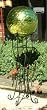 12 inch Lime Green Nobbed Gazing Globe with Wrought Iron Stand