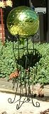 12 inch Lime Green Nobbed Gazing Globe with Wrought Iron Stand
