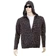 Thug or Angel Men's Jet Black collection, knitted black-marl/tweed hooded zip-up cardigan. JBLK33889