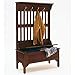 Home Styles Cherry Finish Hall Tree and Storage Bench with Asian Hardwood Solids, Multi-step Warm Cherry Finish, Sitting Bench with Storage, and Four Brass Hooks