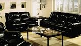 2pc Recliner Sofa Set in Black Bycast Leather