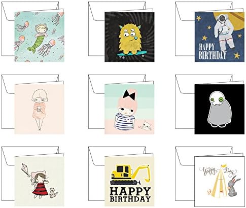 MiniLou Little Mermaid, Monster Skater, Blast Off, Kitty, Heart, Zombie Apocolypse, Fly a Kite, Digger, and Happy Day Gift Card and Envelope