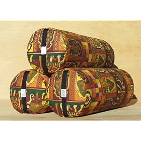 Bheka Round 100% Cotton Yoga Bolsters (India Ruby Print)