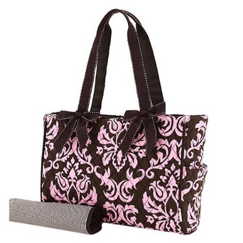 Belvah Quilted Damask Diaper Bag (Brown Pink) Belvah Quilted Damask Diaper Bag (Brown Pink)