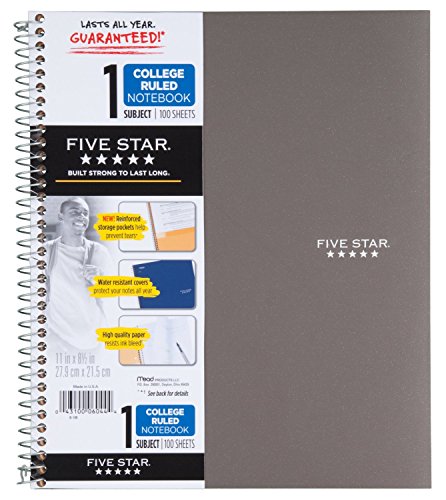 Five Star 06044 100 Count 1 Subject Wirebound Notebook (Pack of 2)