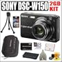 Sony Cybershot DSC-W150 Black 8.1MP Digital Camera + 2GB Deluxe Outfit - Sony AMZDSCW150BK3