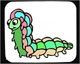 Decorated Mouse Pad with green, worm, pink, crawling, caterpillar