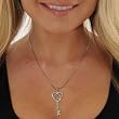 Heart Key Rhinestone Pendant Charm Silver Tone Chain Austrian Crystal Valentine's Day Gift Idea
