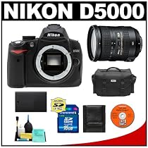Nikon D5000 Digital SLR Camera Body with Nikon 18-200mm VR II DX AF-S Zoom Lens + 16GB Memory Card + Spare EN-EL9 Battery + Case + Cameta Bonus Accessory Kit