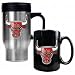 Chicago Bulls Stainless Steel Travel Mug and Black Ceramic Mug Set  (Primary Logo)