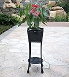 IMAGE OF Black Wicker Patio Furniture Planter Stand