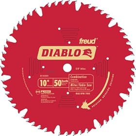 Click here to buy Freud D1050X Diablo 10-Inch 50 Tooth ATB Combination Saw Blade with 5 8-Inch Arbor and PermaShield... by Diablo.