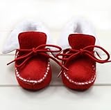 （セ・ミニョン）C'est mignon　ベビーシューズ　ファーストシューズ　ヒモリボン　モコモコ　レッド (13cm)