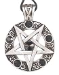 Black Crystal Invert Pentagram Pewter Pendant Necklace