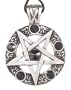 Black Crystal Inverted Pentagram Pewter Pendant Necklace