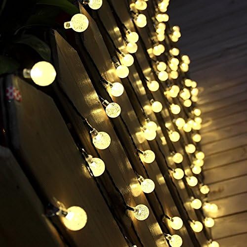 iLAZ Solar Fairy Lights Outdoor Waterproof String Light Crystal Ball 19.7ft 30 LED Lighting Globe for Indoor Party Christmas, Wedding, Decor Garden Patio Decoration (Warm White)