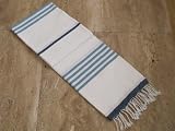 Pestemal Turkish Towel, 100% Cotton, Petrol-White-Blue, Beach & Bath Towel, Alina Ocean