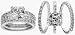 Angita's Cushion Cut Three Band CZ Wedding Ring Set