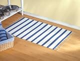 BLUE STRIPED SHUTTLE RUG