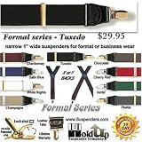 Satin finished Black formal suspenders Y-back -gold clips