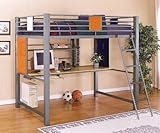 Full Size Loft bunk Bed in Silver Finish - Teen Trends Collection