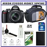 Nikon D3000 10MP Digital SLR Camera w/ 18-55mm f/3.5-5.6G AF-S DX VR Nikkor Zoom Lens w/ Transcend 16GB SDHC Card + EN-EL9a Battery + Case + Accessory Kit