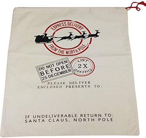 Warmhol Personalized 27.5 X 19 Inches Large Santa Sack for Christmas Presents Gunny Bag Stocking (1, Beige B)