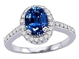 2.00 cts Lab Created Sapphire and Genuine Diamond Ring - 14kt White or Yellow Gold