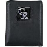 MLB Colorado Rockies Black Tri-Fold Leather Executive Wallet